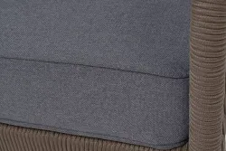 "Канны" диван 3-местный плетеный из роупа, каркас алюминий коричневый (RAL8016) муар, роуп коричневый круглый, ткань темно-серая 027