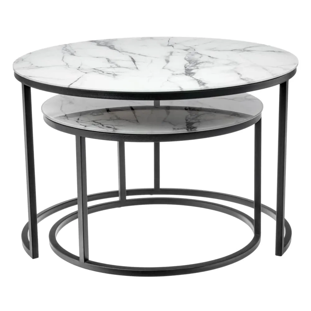 Набор кофейных столиков Bradex Home ов Tango белый мрамор с черными ножками