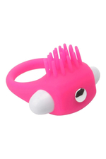 Розовое эрекционное кольцо с щеточкой Silicone Stimu Ring