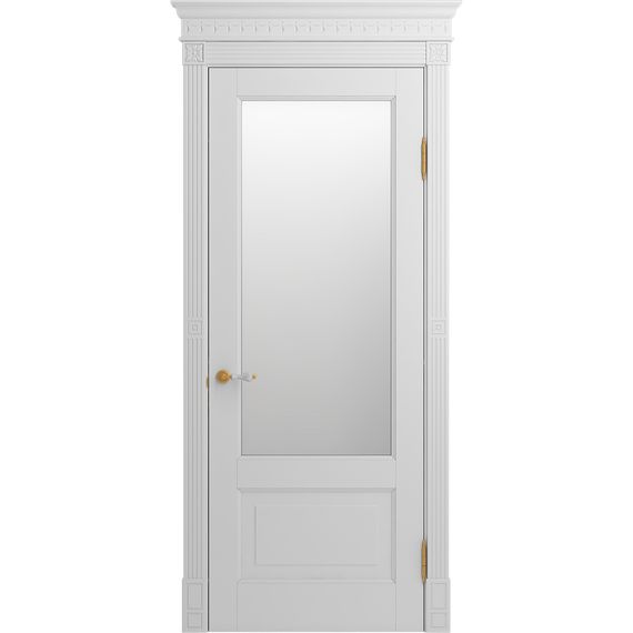 Межкомнатная дверь массив бука Viporte Бьелла белая эмаль остеклённая