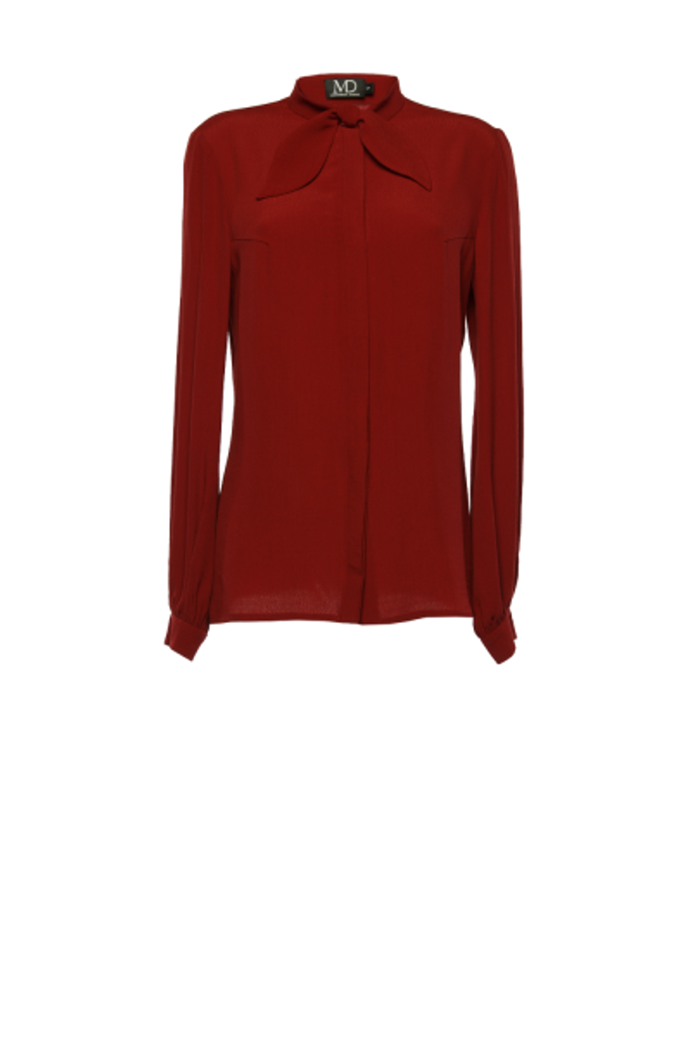 Блуза бордовая с воротником «стойка» 34-18FW