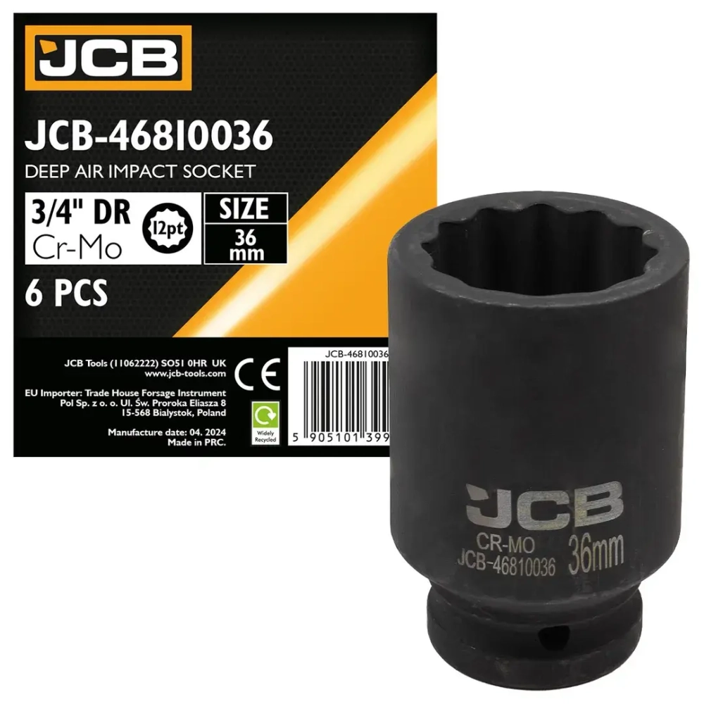 Головка ударная глубокая 3/4'', 36мм (12гр.) JCB JCB-46810036