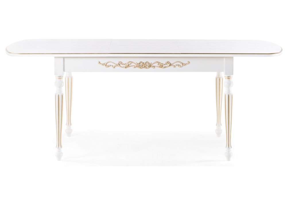 Стол Бевье 150(200)х90х77 молочный / золото