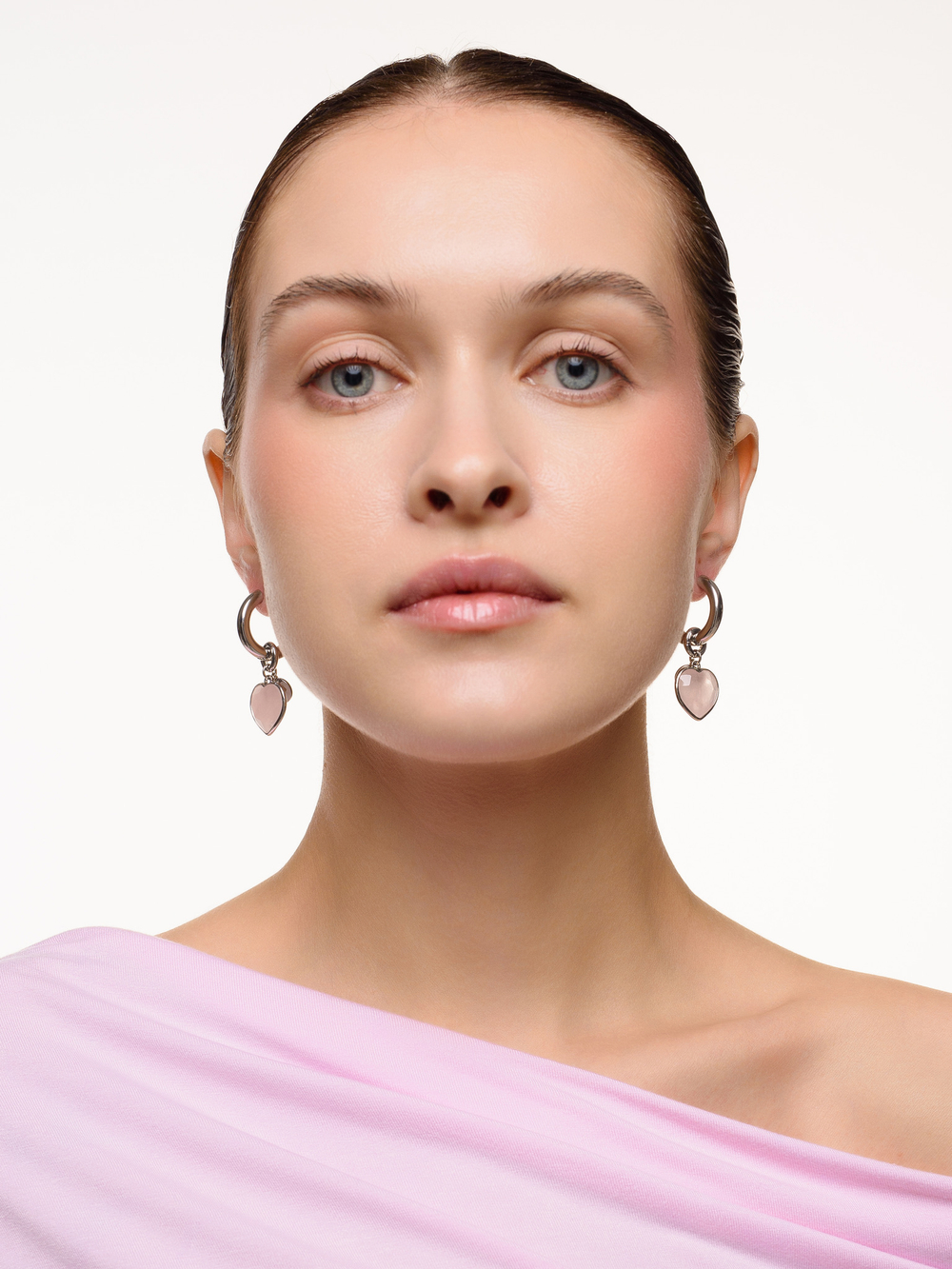 Серьги "Lovely" с розовым кварцем Silver