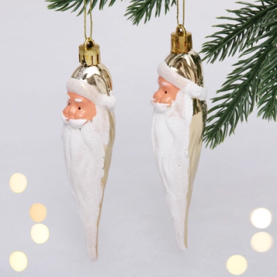 Елочные игрушки «Волшебная борода» 12 см (набор 2 шт), Золото