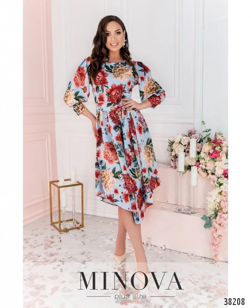 Платье 3137В-голубой Minova