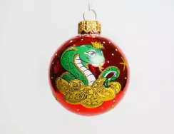 С29/2 Стеклянный шар Змея 60 мм., красный, Ёлочка