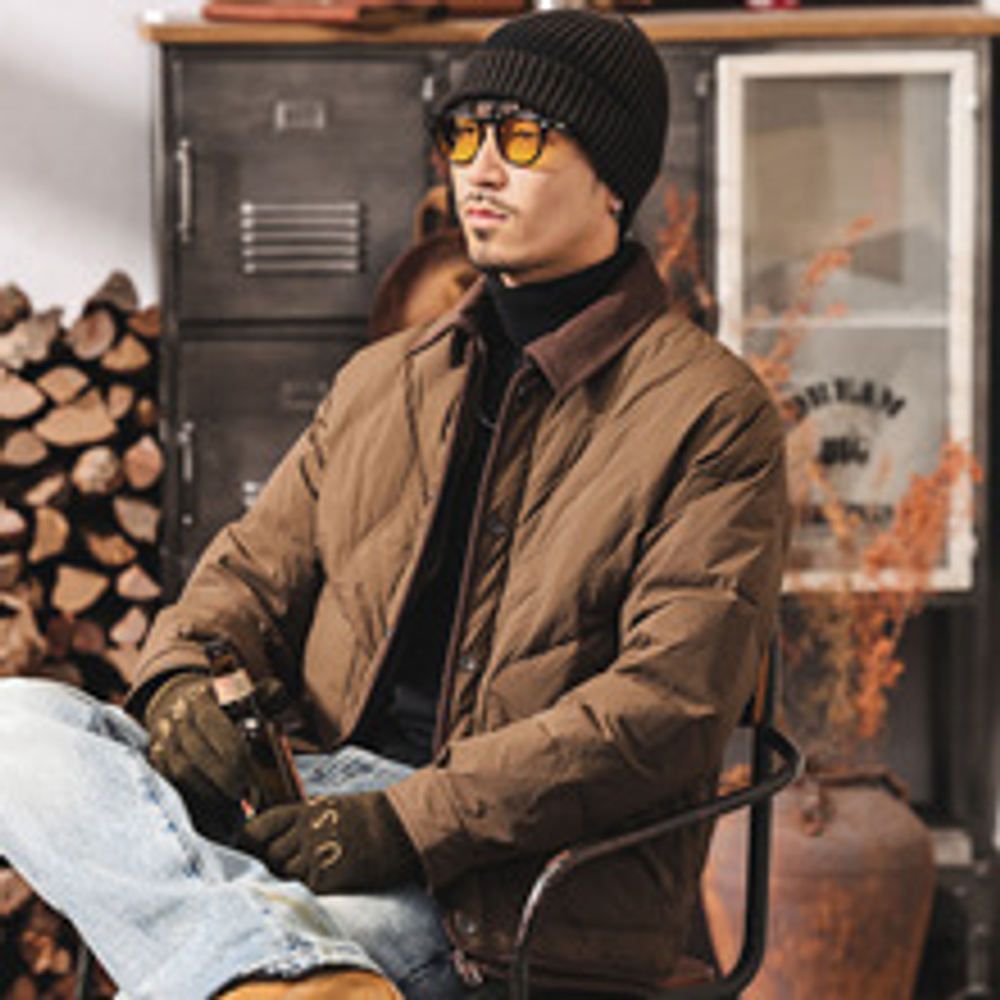 Пуховик с алмазным тиснением Американский ретро 90% утиный пух легкий мужской зимний теплый пуховик для мужчин