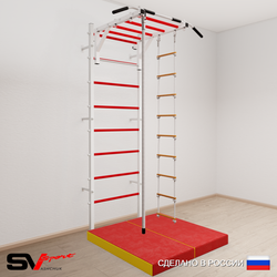 Шведская стенка Sv Sport 5344 (Турник рукоход/Канат/Лестница/Мат 1м)