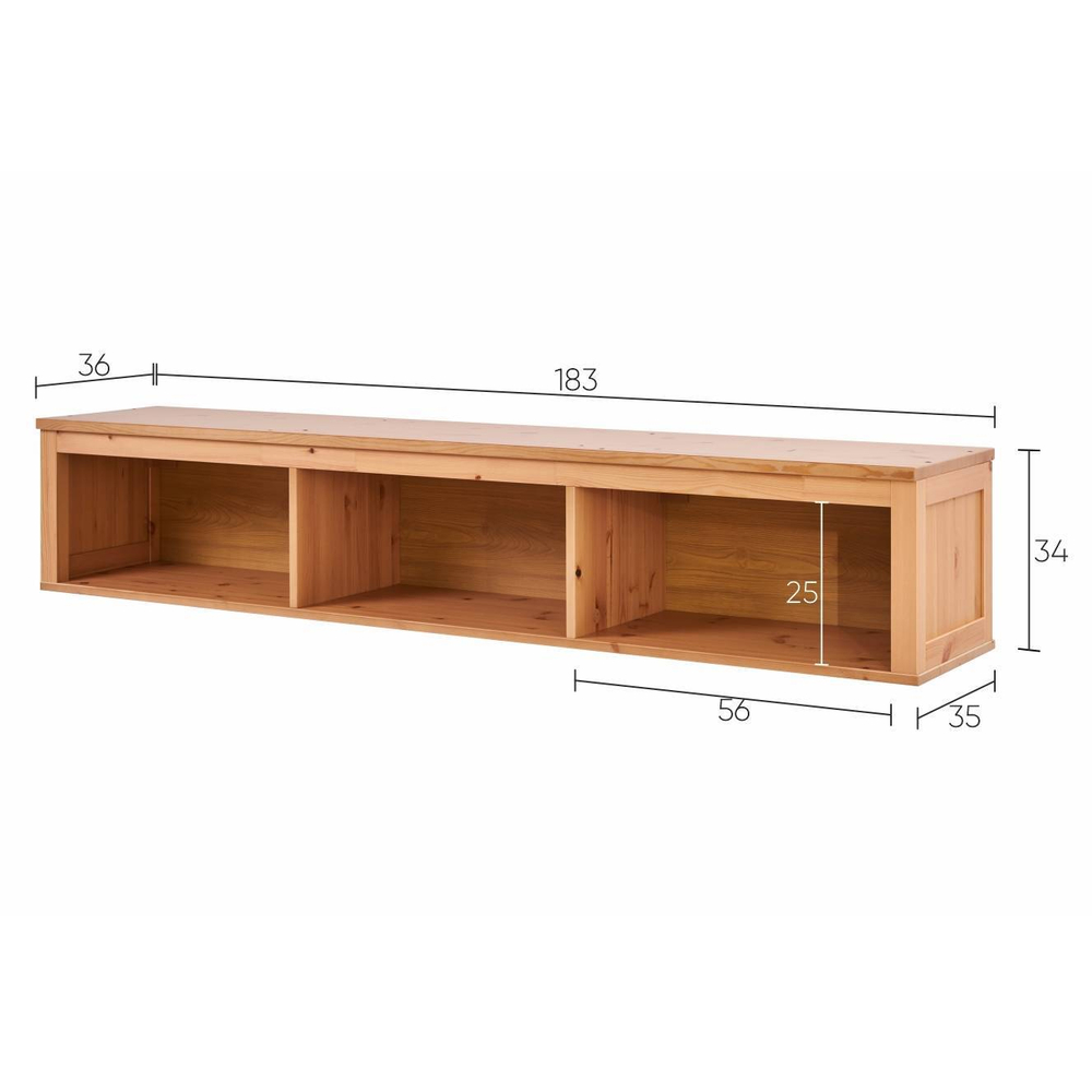 Полка навесная с 3 секциями Хемнэс Hemnes/ Кымор, 183х34х37 см, светло-коричневый