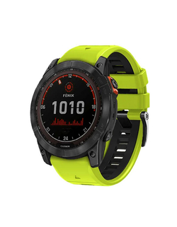 Ремешок двухцветный QuickFit 26 мм для Garmin Fenix 7x/6x/5x/5x plus/3, Descent, Tactix, Enduro, D2, Instinct 2X (Лайм/Черный)