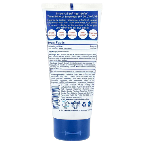 Stream2Sea, Солнцезащитное средство для водных видов спорта, тонирующее, SPF 30, нейтральный, 90 мл (3 жидк. Унции)
