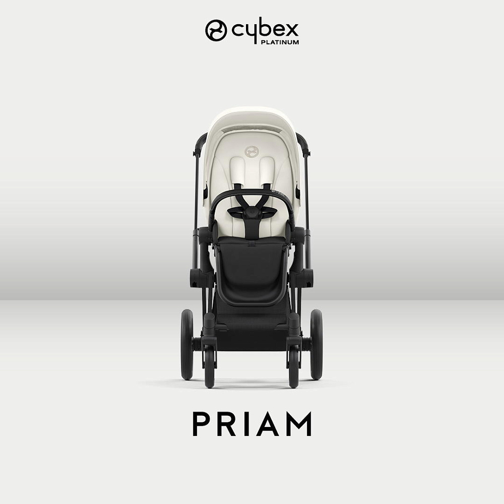 Коляска 3 в 1 Cybex Priam IV Matt Black complete и автокресло Aton B2 i-Size Dynamic Red Off White