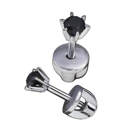 Серьги золотые с черным бриллиантом