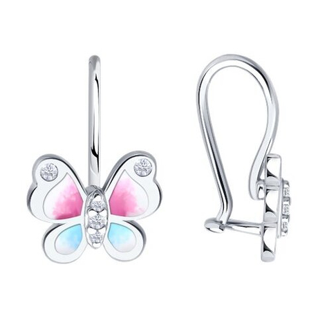 Серьги из серебра с фианитами