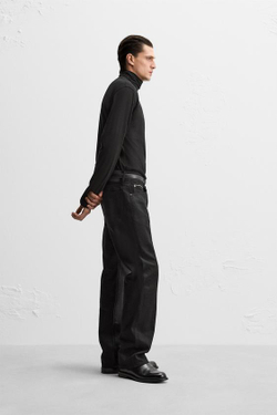 ZARA ФУТБОЛКА С ВЫСОКИМ ВОРОТОМ, ЧЕРНЫЙ