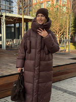 Пуховик Сахалин макси шоколад