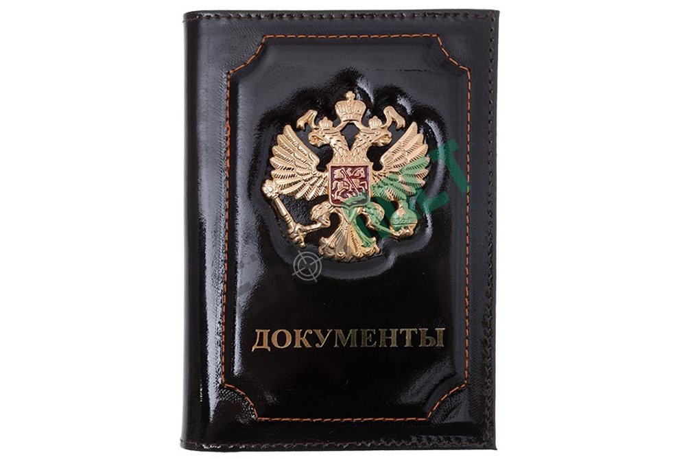 Обложка для удостоверения Уголовный розыск со значком, кожа, черная