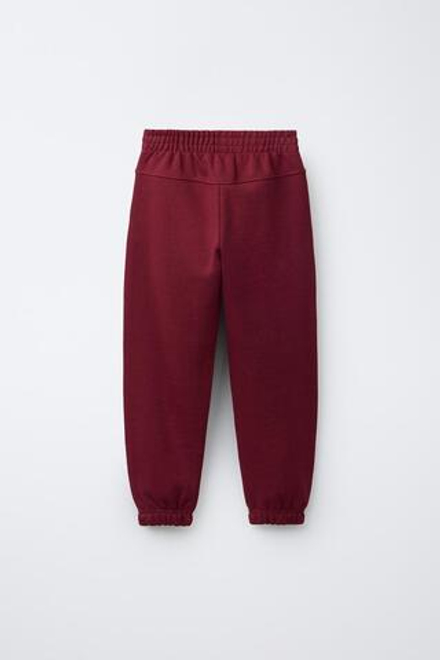 ZARA БРЮКИ-ДЖОГГЕРЫ С НАДПИСЬЮ, ГРАНАТОВЫЙ