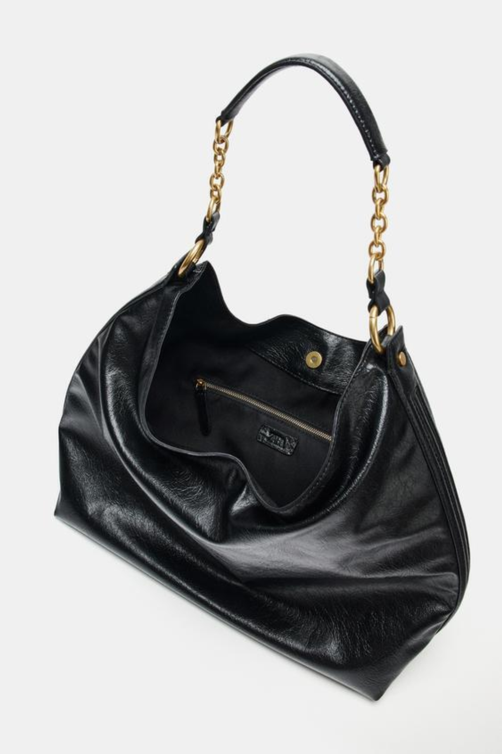 ZARA БОЛЬШАЯ СУМКА-МЕШОК, ЧЕРНЫЙ