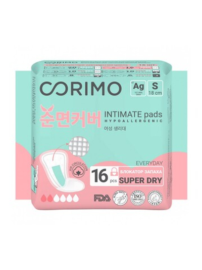 [CORIMO] Прокладки женские гигиенические S-18сm анатомической формы ЕЖЕДНЕВНЫЕ и ПРИ ЗАВЕРШЕНИИ ЦИКЛА, 16шт