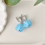 LEFIREL' Серьги серебряные женские "Ледяной цветок" с цветами из муранского стекла / ювелирные украшения из родированного серебра 925