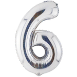 Шар фольгированный Цифра 6 102 см (Серебряный)