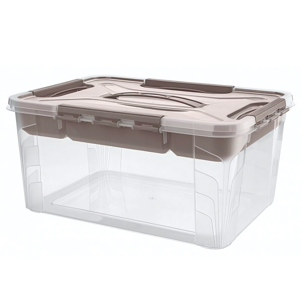 Ящик универсальный с замками и вставкой- органайзером "grand box", 390х290х180мм, 15,3л (коричневый)