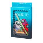 Блокнот в футляре, 13 см * 18 см, гребень, Alingar, ламинация, ручка, линия, 50 л., "Астронавты"