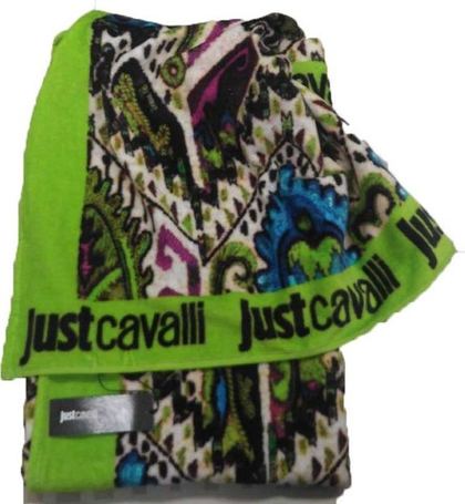 Полотенце пляжное 100x180 Just Cavalli зеленое с черным