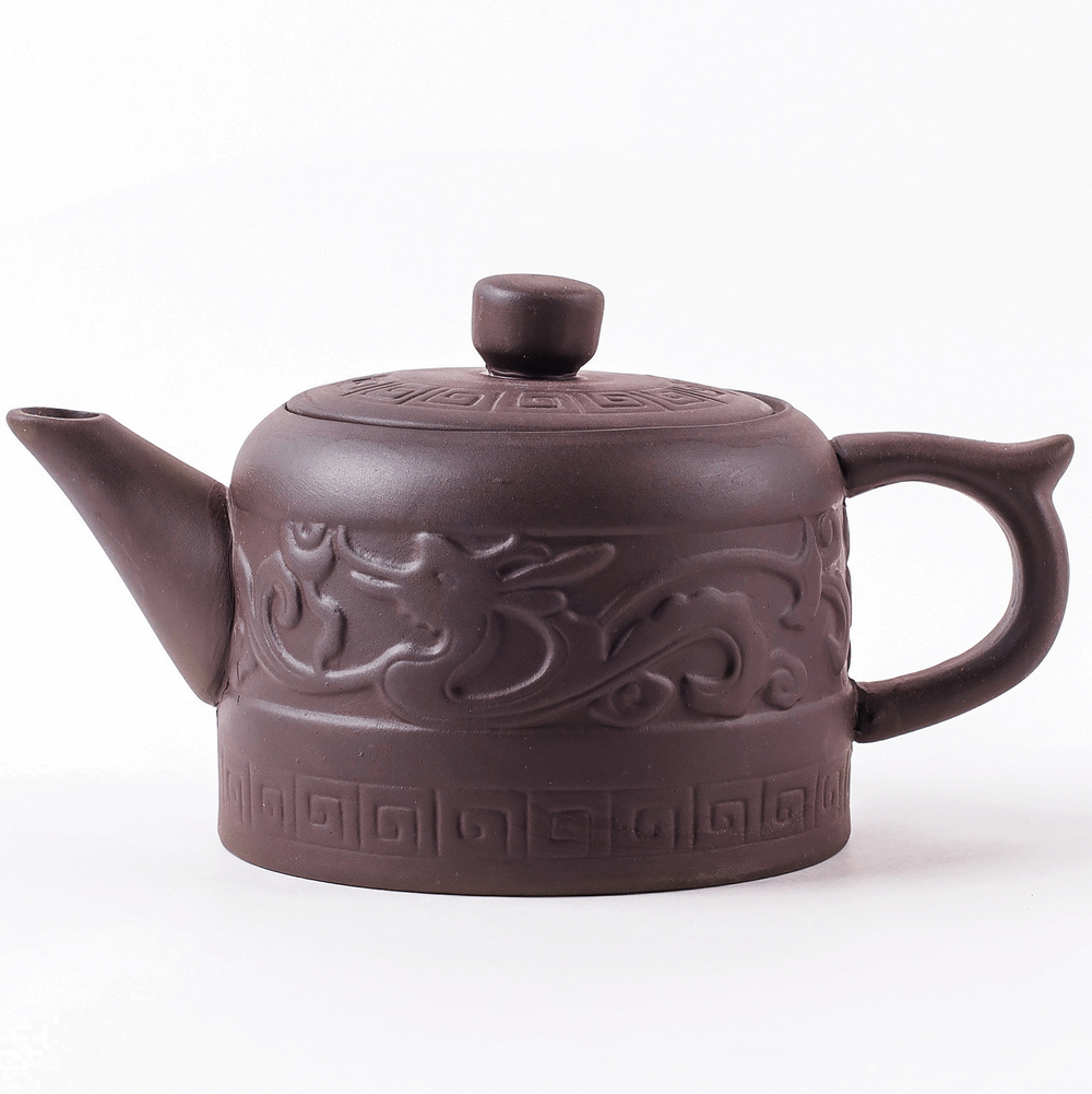 268107Y2 УЦЕНКА Чайник серия-КРЕСТЬЯНСКАЯ "Знак Дракона" h=8см, l=14,5см, 220мл, глина коричневый