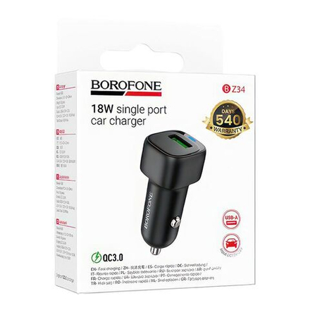 Автомобильный адаптер питания BOROFONE BZ34 QC3.0 (черный)