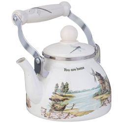 ЧАЙНИК AGNESS ЭМАЛИРОВАННЫЙ СО СЪЕМНЫМ ФИЛЬТРОМ ИЗ НЖС СЕРИЯ "FAMILY HOUSE", 1,1 Л