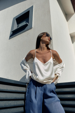 Топ шелковый на подкладке Mollen белый