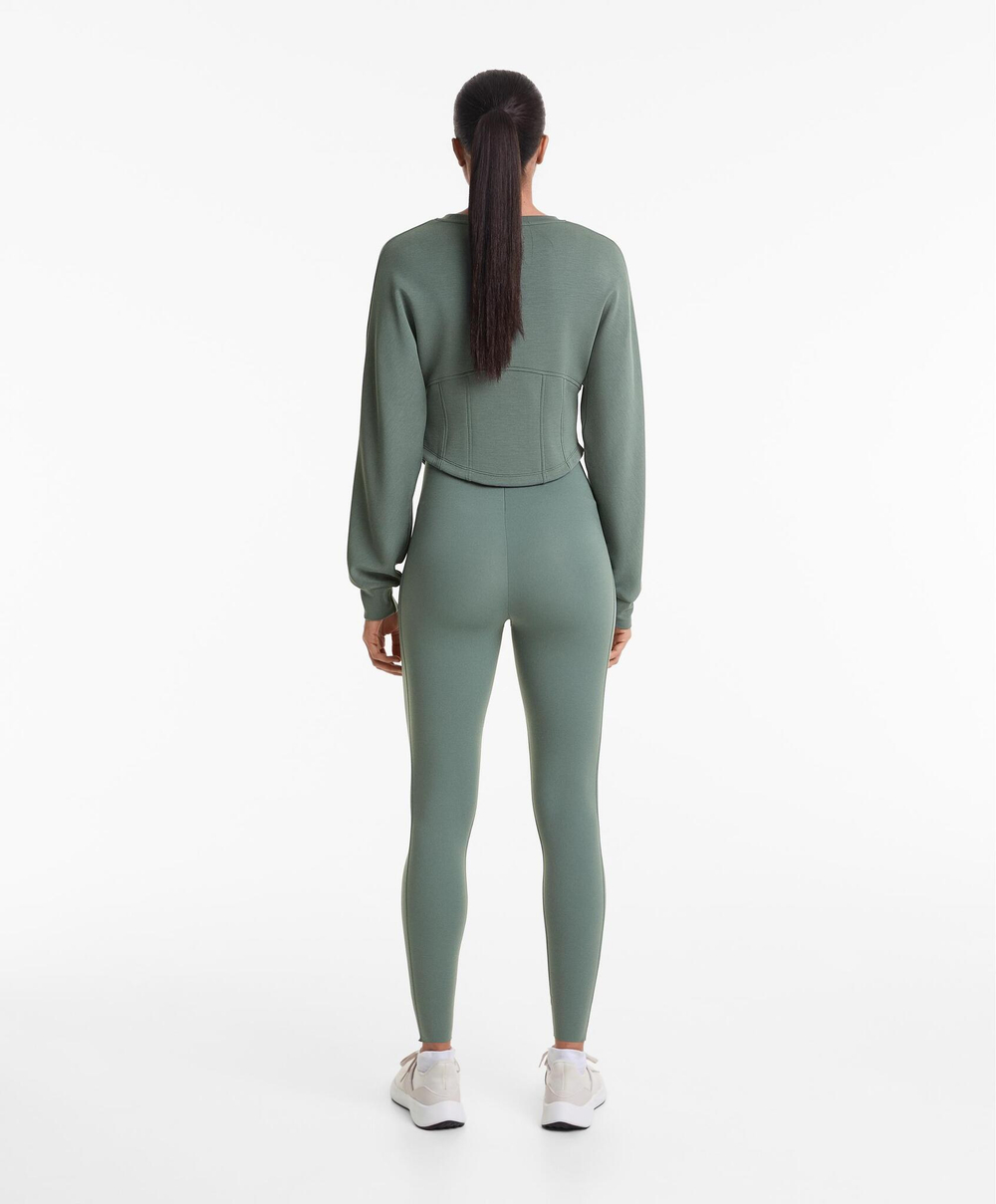 Oysho Толстовка укороченная с мягким на ощупь модалом, зеленый