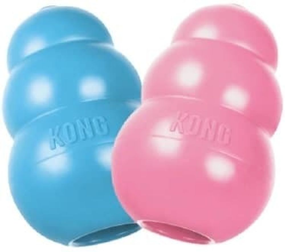 Kong Puppy игрушка для щенков классик 8х5 см средняя цвета в ассортименте: розовый, голубой