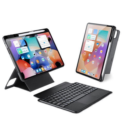 Защитный чехол подставка с клавиатурой (RUS) от Dux Ducis для Xiaomi Pad 6 и Pad 6 Pro, серия DK Series Keyboard, русская клавиатура с подсветкой