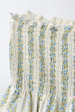 ZARA ЮБКА-ШОРТЫ С ЦВЕТОЧНЫМ ПРИНТОМ, ПЕСОЧНЫЙ/СИНИЙ