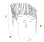 Кресло пластиковое с подушкой Siesta Contract Portofino, белый, оливковый, бежевый