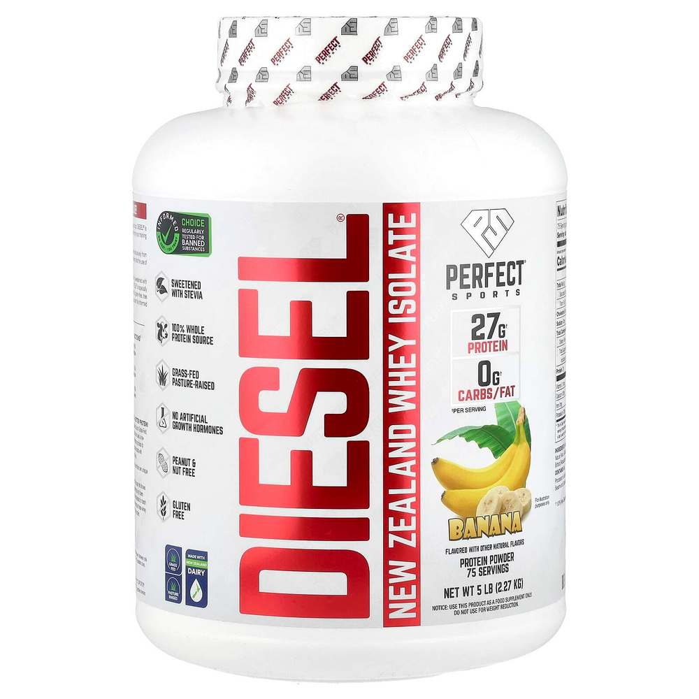 PERFECT Sports, Diesel®, изолят сыворотки из Новой Зеландии, банан, 2,27 кг (5 фунтов)