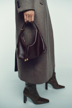 ZARA МИНИ-СУМКА С ДЕКОРАТИВНЫМИ ШАРИКАМИ, БОРДОВО-КРАСНЫЙ