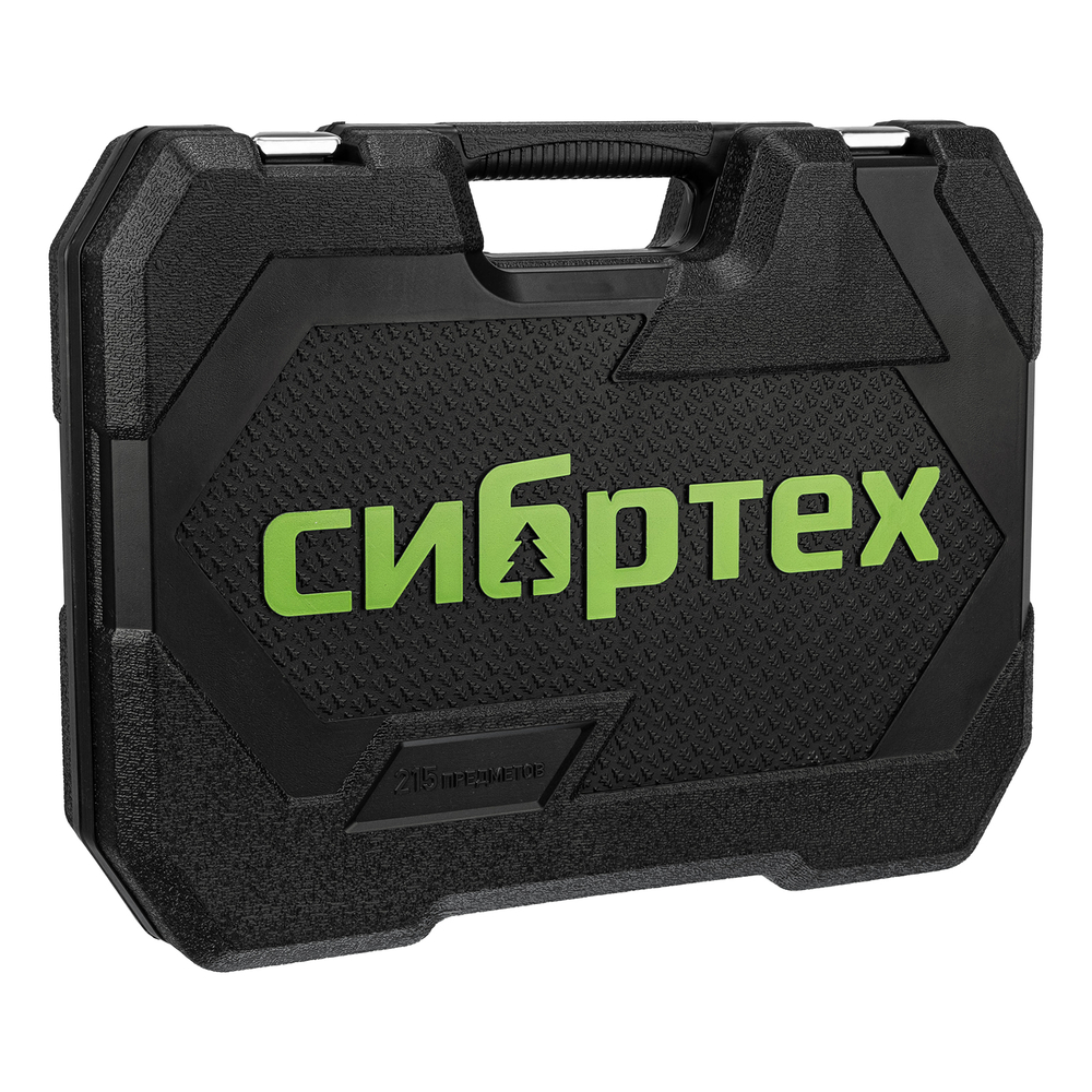 Набор инструментов, 1/2", 3/8", 1/4", пластиковый кейс 215 предм. Сибртех