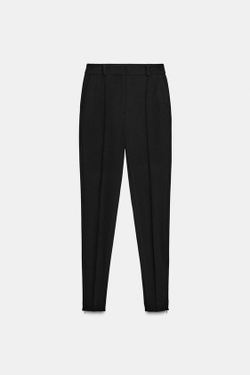 ZARA УЗКИЕ БРЮКИ С ВЫСОКОЙ ПОСАДКОЙ И МОЛНИЯМИ СНИЗУ, ЧЕРНЫЙ