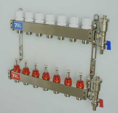 Колл. группа БЕЗ КРАНОВ (КВАДРАТ,нерж) с расход.  7-вых. ViEiR (5/1шт) Т