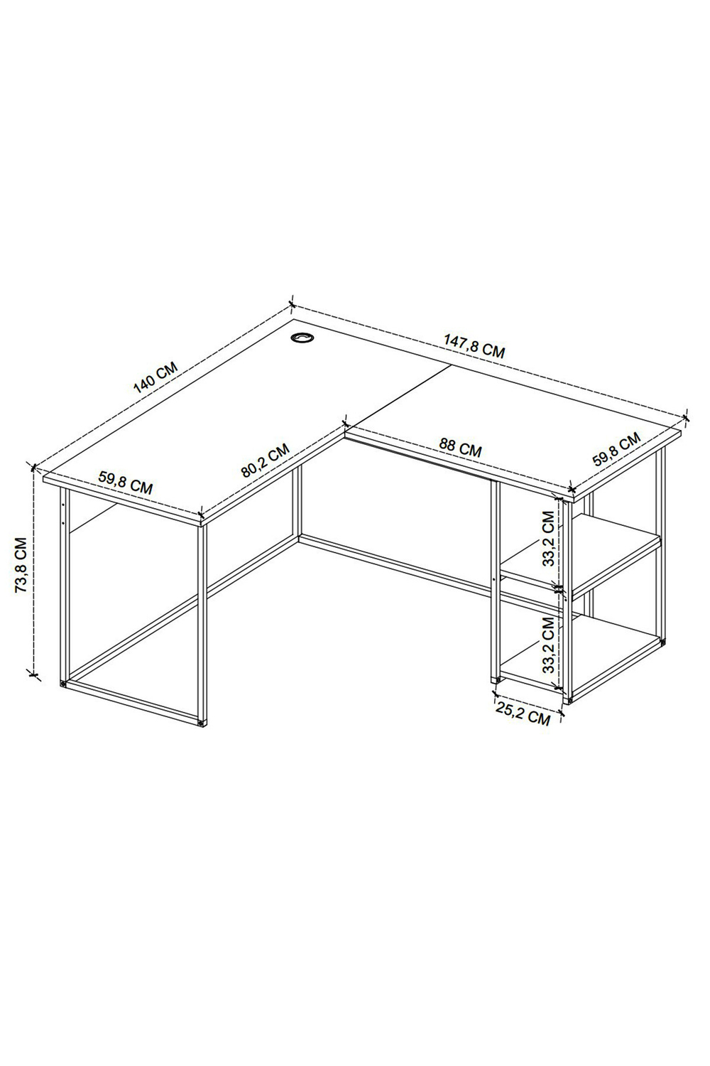 Угловой письменный стол ODIN 140х150 - антрацит