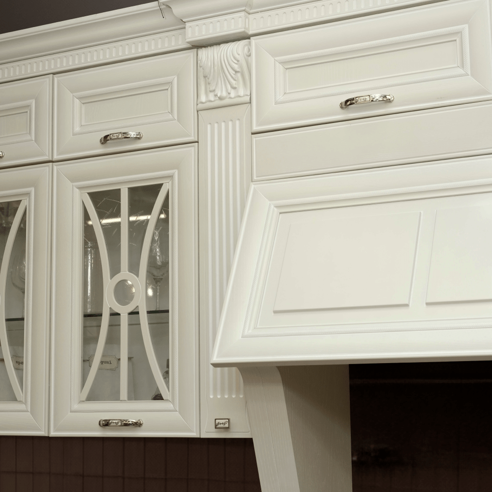 Комплект кухонной мебели с островом Pantheon, цвет белый, комплект бытовой техники включает в себя встраиваемую вытяжку, смеситель, духовой шкаф и варочную поверхность, 49450/2