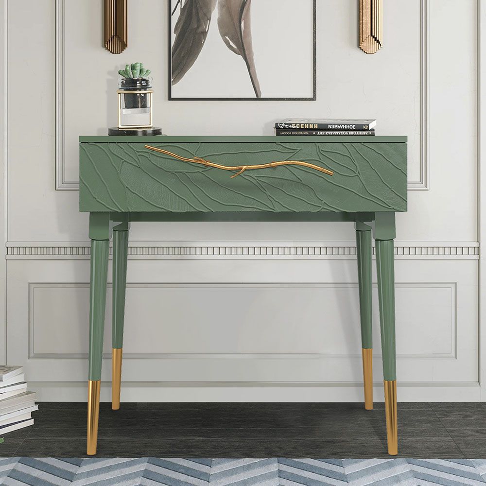 Консоль Арт Колор leaves Стайл Голд Зеленый нефрит