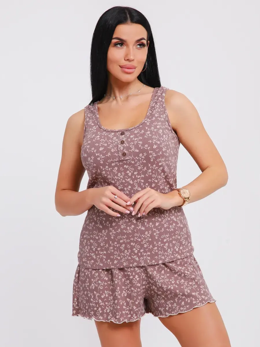 Пижама женская с шортами лапша