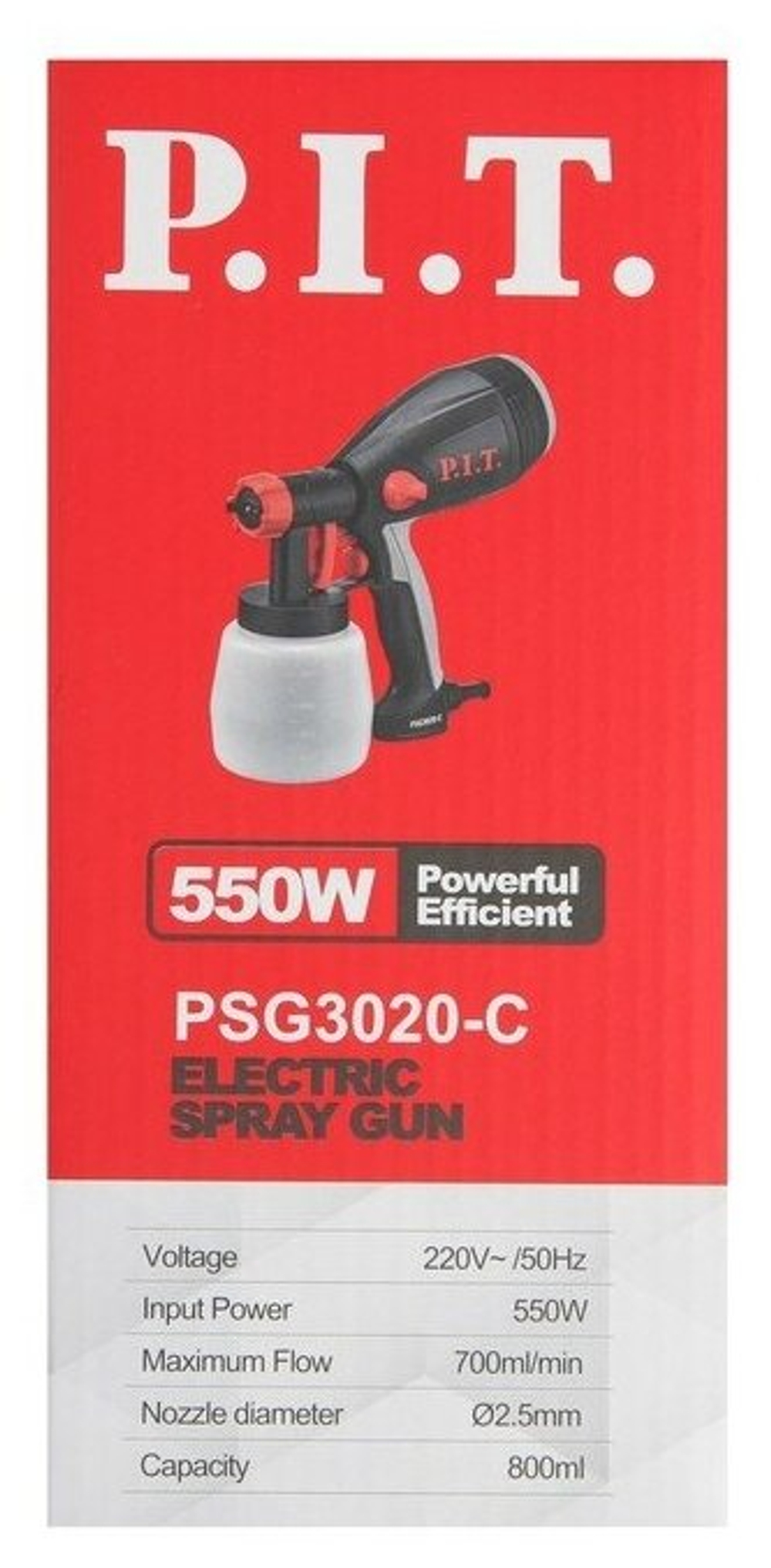 Краскораспылитель P.I.T PSG3020-C МАСТЕР 550Вт,700мл/мин,емкость 800мл