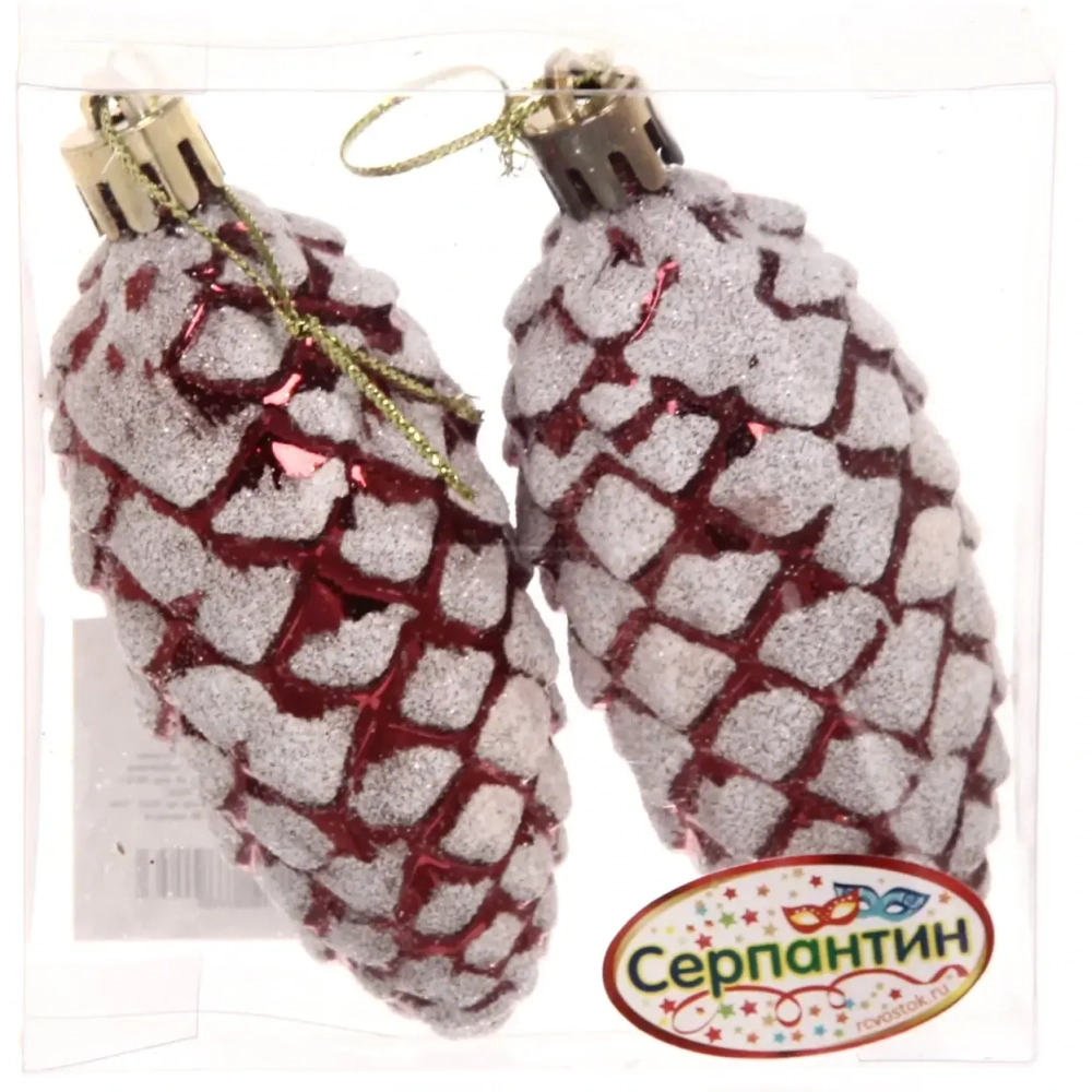 Ёлочные игрушки «Таинственное очарование» Шишки 9 см (набор 2шт), темный рубин